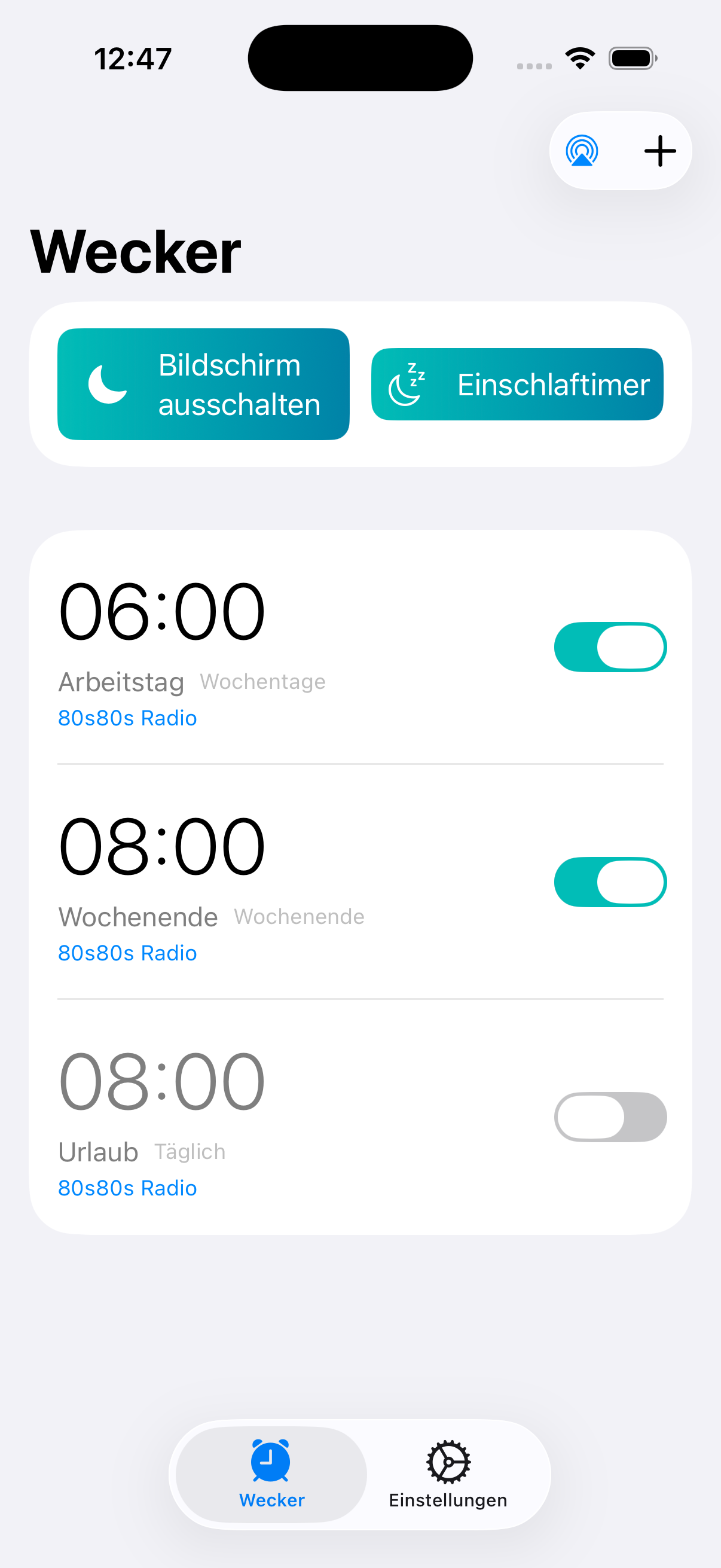 Radiowecker Weckerliste