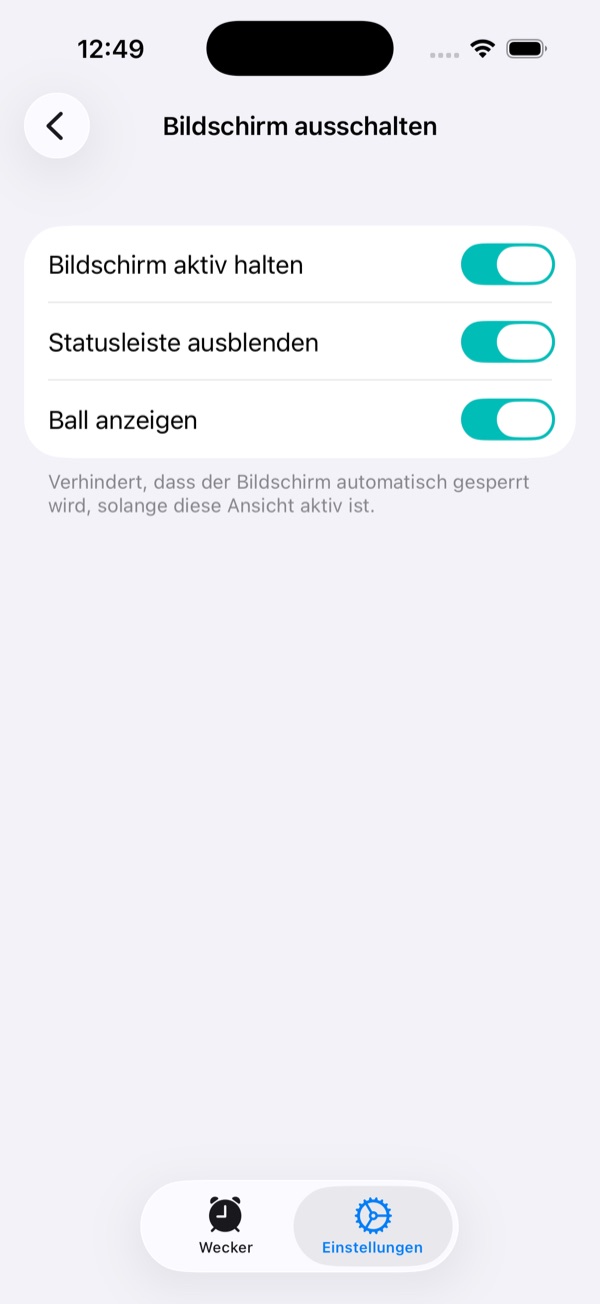 Einstellungen Bildschirm aus